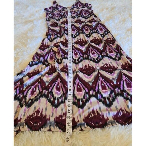 Neesha Dress Maxi Sleeveless Smocked Tie-dye Ikat Purple Pink Satiny Med Large - Picture 4 of 8